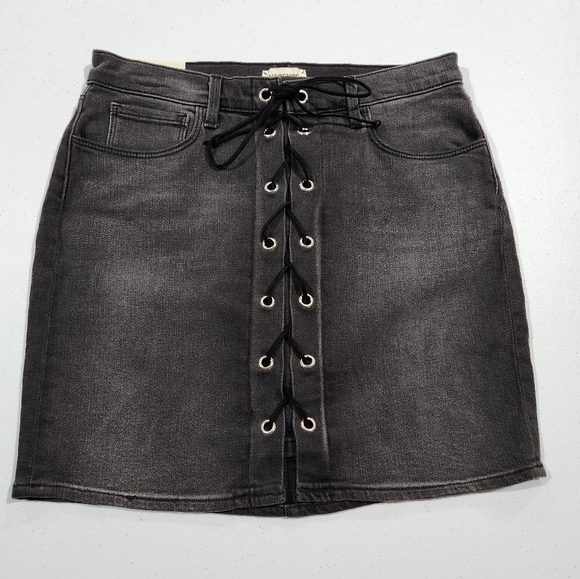 L'AGENCE NWT Portia High Rise Charcoal Lace-Up Skirt